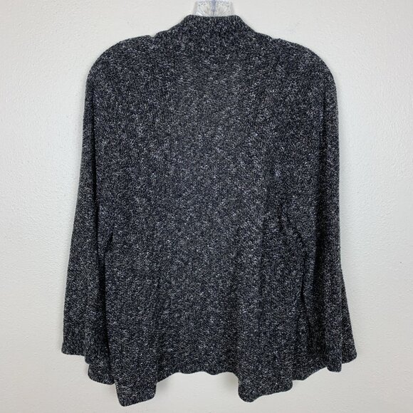 Eileen Fisher Womens M Cardigan Sweater Open Front Black Organic Cotton Linen - Picture 3 of 11
